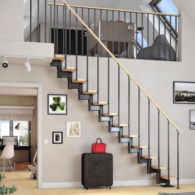 DOLLE Mittelholmtreppe Cork, inkl. einseitigem Geländer, Einzelstab (anthrazit), 1/2 gewendelt,222 cm - 270 cm,75 cm,Buche Image
