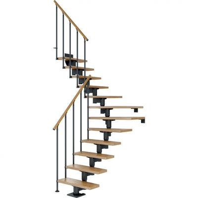 DOLLE Mittelholmtreppe Cork, inkl. einseitigem Geländer, Einzelstab (anthrazit), 1/4 gewendelt,259 cm - 315 cm,75 cm,Eiche Image