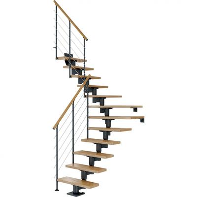 DOLLE Mittelholmtreppe Cork, inkl. einseitigem Geländer, Edelstahl (anthrazit), 1/4 gewendelt,222 cm - 270 cm,75 cm,Eich