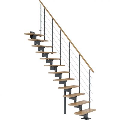 DOLLE Mittelholmtreppe Boston, inkl. einseitigem Einzelstabgeländer, Einzelstab (anthrazit), Buche,Geradelaufend Image
