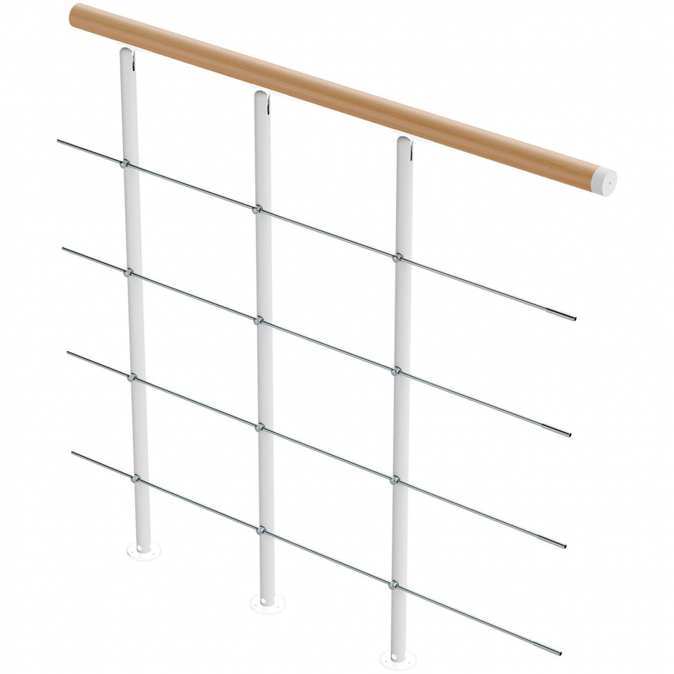 DOLLE Brüstungsgeländer 100 cm für Mittelholmtreppe Boston, Ergänzungs Set, Weiß, Handlauf Eiche Image