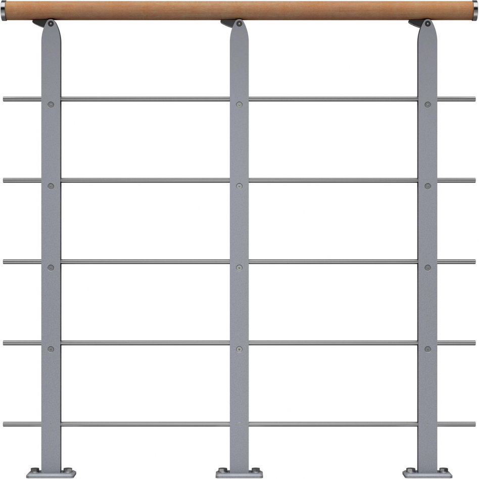 DOLLE Brüstungsgeländer für Mittelholmtreppe Frankfurt, Hamburg, Berlin, Sydney - Starter Set, Perlgrau, Handlauf Buche Image