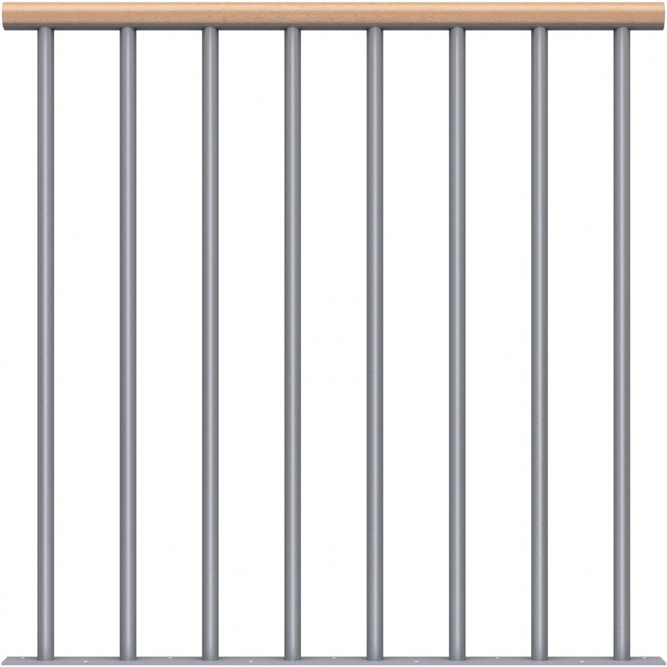 DOLLE Brüstungsgeländer für Mittelholmtreppen Cork, Dublin, Basel - Erweiterungs-Set, Perlgrau, Einzelstabgeländer,Handlauf Ahorn Image