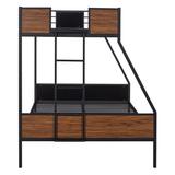 Twin-over-full modern style steel frame bunk bed with safety rail