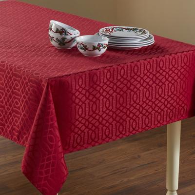 Wide Width Jacquard Tablecloth by BrylaneHome in Red (Size 60" W 84" L)