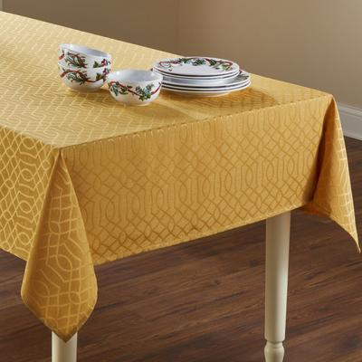 Wide Width Jacquard Tablecloth by BrylaneHome in Gold (Size 60" W 104"L)