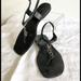 Gucci Shoes | Authentic Gucci Black Leather Chain Detail Open Thong Sandals Sz 37.5 Us 7- 7.5 | Color: Black/Silver | Size: 7