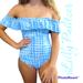 Lilly Pulitzer Swim | Lilly Pulitzer 2 Plaid One Piece Fiesta Swimsuit Baby Blue Vacation | Color: Blue/White | Size: 2