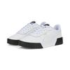 Sneaker PUMA "Carina 2.0 Sneakers Damen", Gr. 35.5, beige (weiß team gold schwarz beige), Obermaterial: Textil, Synthetik, Kuhleder; Futter: Textil; Innensohle: Textil; Laufsohle: Gummi, Schuhe