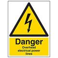 VSafety 68014BC-S'Danger Overhead Electrical Power Lines' Schild, 300 mm x 400 mm (3 Stück)