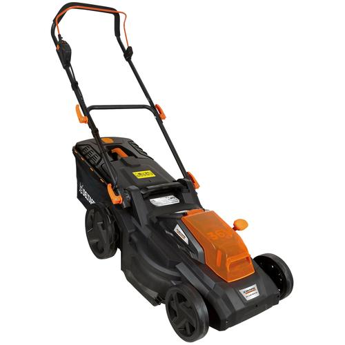 "Akku-Rasenmäher DELTAFOX ""DG-CLM 3643 Set"" Rasenmäher orange Rasenmäher mit 2 Akkus 18V4,0 Ah und Ladegeräte"