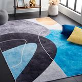 Blue/Gray 96 x 60 x 0.25 in Indoor Area Rug - Safavieh Tacoma 837 M/W S/R Area Rug In Dark Grey/Turquoise Polyester | Wayfair TAC837G-5