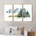 Loon Peak® Pine Trees In Mountain Landscape - 3 Piece Painting on Canvas Canvas, Wood in White | 20 H x 36 W x 1 D in | Wayfair