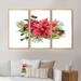 The Holiday Aisle® Holly Mistletoe Berries & Christmas Fir Branch I - 3 Piece Picture Frame Painting on Canvas Canvas, in White | Wayfair