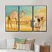 Union Rustic Camels in The Desert - 3 Piece Floater Frame Print on Canvas Canvas, Wood in White | 20 H x 36 W x 1 D in | Wayfair