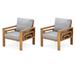 Ebern Designs Napoli 2 Piece Teak Patio Chair Set w/ Cushions Wood in Gray | 33 H x 32 W x 31.4 D in | Wayfair AFB433D8758D41BE9245DF4072E95D51