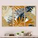 Bay Isle Home™ Abstract Tropical Summer Palm Tree & Banana Leaves - 3 Piece Floater Frame Print on Canvas Canvas, in White | Wayfair