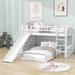 Harriet Bee Twin Over Twin Bunk Bed, Wood Bunk Bed w/ Storage stairs & Slide in White | 49 H x 76 W x 94.3 D in | Wayfair