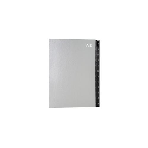 Exacompta 57227E 8x Pultordner Ordnungsmappe mit 24 Fächern aus Recycling-Karton, alphabetisches Register A-Z, für DIN A4 – Silber