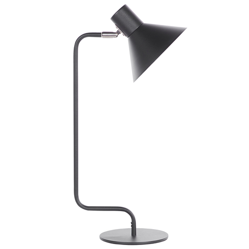 Tischlampe Schwarz Eisen 51 cm Rund Matt mit Kabel Schalter Modern Nachttischlampe für Schlafzimmer Schreibtischlampe für Büro