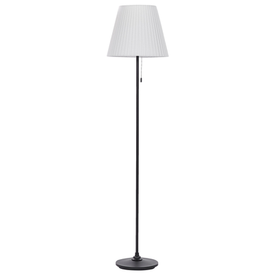 Stehlampe Schwarz Weiß Eisen Stoffschirm 148 cm Kegelform Empire Schirm mit Zugschalter Klassisch Stilvoll für Wohnzimme