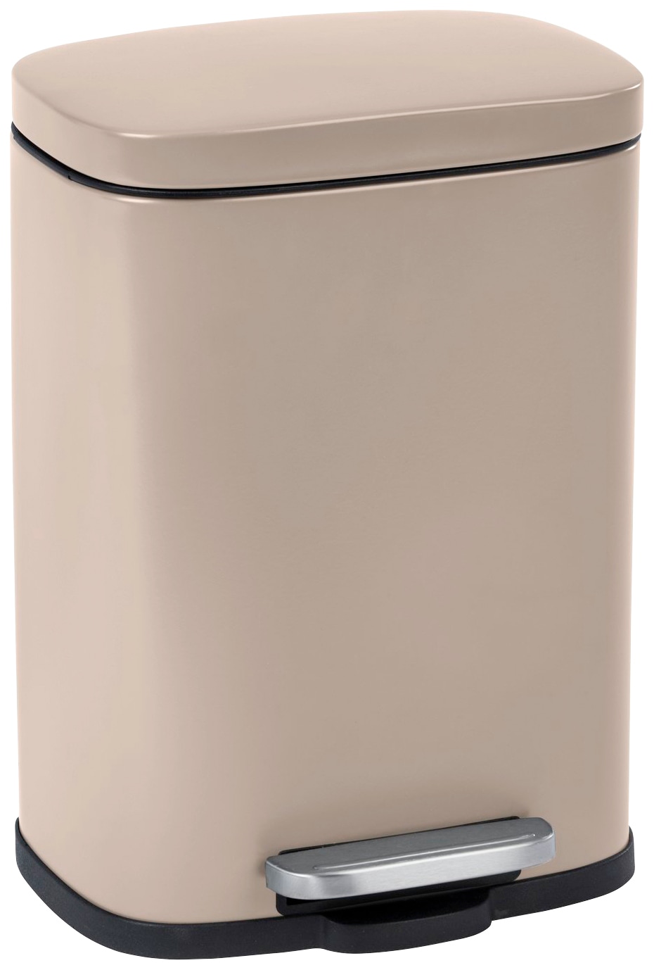 Kosmetikeimer WENKO "Leno", grau (taupe, schwarz), B:21,5cm H:19cm T:29,5cm, Stahl, Mülleimer, Kosmetikeimer, 5 Liter, BxTxH: 21,5x29,5x19 cm