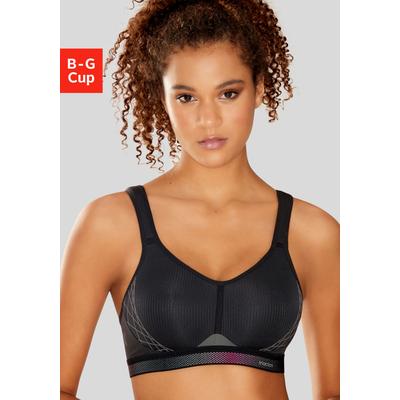 Sport-BH TRIACTION BY TRIUMPH "Triaction Cardio Flow P EX", Damen, Gr. 100, Cup D, schwarz, Single Jersey, Obermaterial: