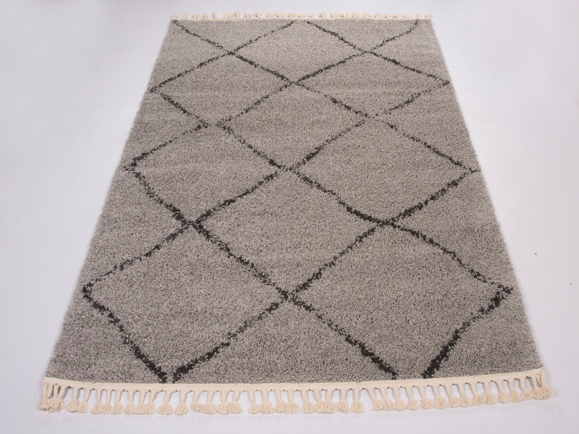 Hochflor-Teppich "Donna" Gr. 6, grau (grau, schwarz), B:200cm H:30mm L:290cm, Kunstfaser, GALLERY M BRANDED BY MUSTERRING, Teppiche, Wohnzimmer Image