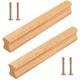 2 Stück Möbelgriffe Holz Massiv Holzgriff Türgriff Schubladengriff mit Schrauben - 64mm