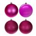 Vickerman 694220 - 6" Hot Pink Matte Shiny Glitter and Sequin Ball Christmas Tree Ornament (4 pack) (N591559DA)