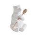 White Bear Shaped Honey Pot with Lid & Bamboo Dipper (Set of 2 Pieces)