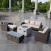 6-Piece Patio Wicker Sofa Set with Firepit and Table