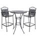 Sunnydaze Outdoor Black Scrolling Wrought Iron Bar Chair and Table Set