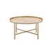 Mithea Coffee Table, Oak Table Top & Gold Finish 82335