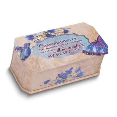 Curata Granddaughter Blue Butterfly Belle Papier Music Box (Plays You Are My Sunshine)