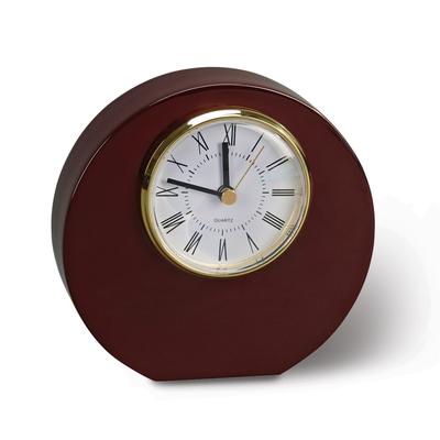 Curata High Gloss Finish Wood Round Quartz Table Clock