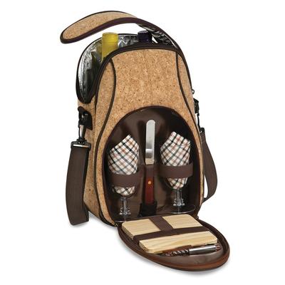 Curata Brava Cork Insulated Wine and Cheese Tote with Service For 2