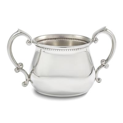 Curata Polished Pewter Beaded Edge Double Handle Pot Belly Baby Cup