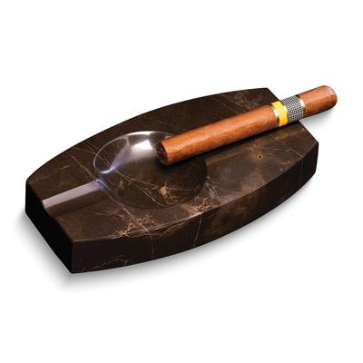 Curata Handcrafted Amber Emperador Marble Double Cigar Ashtray