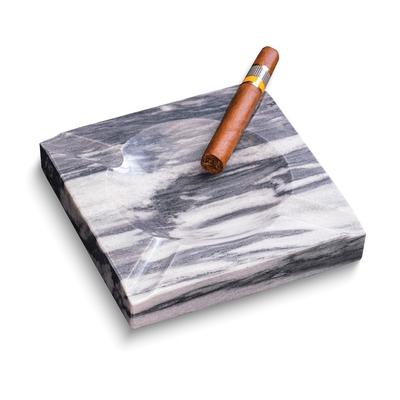 Curata Handcrafted Carrera Grey Marble Square Cigar Ashtray