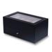 Curata Matte Black Finish Glass Lid Felt Lined Wooden 5-Eyeglass and 10-Watch Storage Box