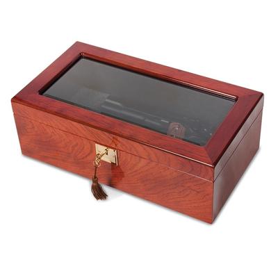 Curata Luxury Giftware Rosewood Veneer High Gloss Finish Glass Window Multi Use Locking Collector Box