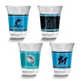 Curata MLB Miami Marlins 4-Piece 2 Oz. Shot Glass Set