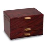 Curata High Gloss Mahogany Veneer Finish 1-Drawer Wooden Jewelry Box