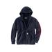 Carhartt Men's Rain Defender Loose Fit Fleece Lined Logo Graphic Full Zip Hoodie, New Navy SKU - 259651
