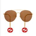 Gucci Accessories | Gucci Pilot Charm Sunglasses | Color: Gold/Red | Size: Os