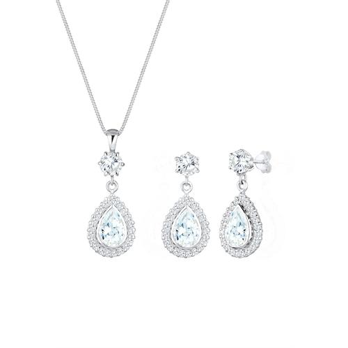 Elli PREMIUM – Elli PREMIUM Schmuckset Tropfen Zirkonia 925 Sterling Silber Schmuck-Set Damen