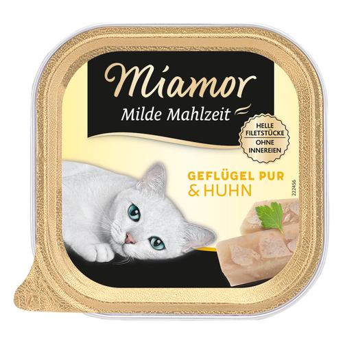 Sparpaket: 32x100g Miamor Milde Mahlzeit Geflügel Pur & Huhn Katzenfutter nass