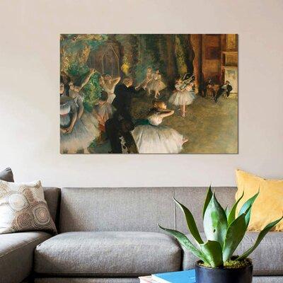 East Urban Home 'The Rehearsal of The Ballet Onstage' Graphic Art on Canvas Metal in Brown/Green | 40 H x 60 W in | Wayfair