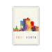 Trinx Fort Worth City Modern Illustration US Cities Poster, Unframed Print, Texas Wall Art Poster Paper in White | 36 H x 24 W x 0.35 D in | Wayfair